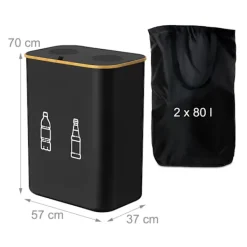 Northix Soptunnor-Flaskuppsamlare med 2 avtagbara påsar, 160 liters kapacitet