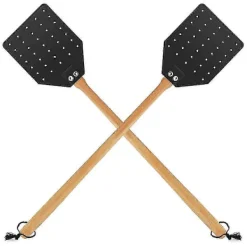 Skadedjur & Insekter-Flugsmälla i läder för inomhus-/utomhusbruk, hållbar flugsmälla med trähandtag, 50 cm lång, 2-pack