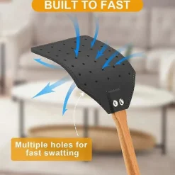 Skadedjur & Insekter-Flugsmälla i läder för inomhus-/utomhusbruk, hållbar flugsmälla med trähandtag, 50 cm lång, 2-pack