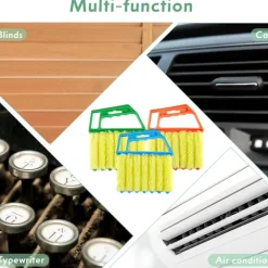 NICEGOU Fönsterrengöring-Fönsterjalusi Handhållen 7 Finger Persiennborste Rengöringsverktyg, 3 Färger 3-pack