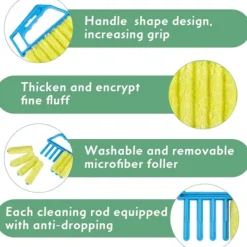 NICEGOU Fönsterrengöring-Fönsterjalusi Handhållen 7 Finger Persiennborste Rengöringsverktyg, 3 Färger 3-pack