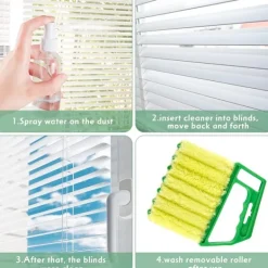 NICEGOU Fönsterrengöring-Fönsterjalusi Handhållen 7 Finger Persiennborste Rengöringsverktyg, 3 Färger 3-pack