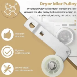 FMYSJ Torktumlare-för W10837240 Torktumlare Spännrulle med Fäste, Ersättningsdel för Torktumlare (FMY)