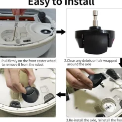 INF Dammsugare & Tillbehör-Framhjul Kompatibelt med Roborock S6/S5 Max/E4-serien Dammsugare, 360° Rotation för Smidig Navigation