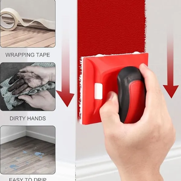 DAO Fönsterrengöring-Färgkantstrimmer med 4 Ersättningsdynor, Färgdynaapplikator, Tvättbar Vägghörn- och Kanttri Db