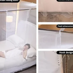 Skadedjur & Insekter-Fristående myggnät för säng – Med stödkonstruktion och öppningsbar sida, skydd mot insekter