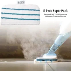 HAIKOU CHENQI Svampar & Dukar-Förpackning med 5 rektangulära mikrofiberdukar för Black+Decker ångmoppar