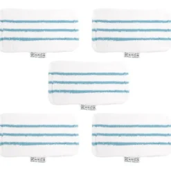 unbranded Städmoppar-Förpackning med 5 tvättbara mikrofiberkuddar för Black&Decker ångmopp, ersättningsöverdrag kompatibelt med FSM1616, FSM1630 White Blue