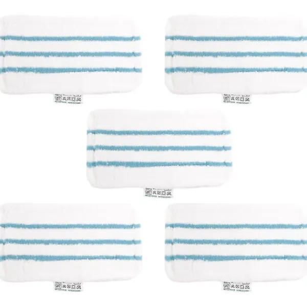 unbranded Städmoppar-Förpackning med 5 tvättbara mikrofiberkuddar för Black&Decker ångmopp, ersättningsöverdrag kompatibelt med FSM1616, FSM1630 White Blue