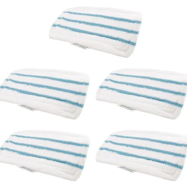 unbranded Städmoppar-Förpackning med 5 tvättbara mikrofiberkuddar för Black&Decker ångmopp, ersättningsöverdrag kompatibelt med FSM1616, FSM1630 White Blue