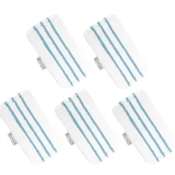 unbranded Städmoppar-Förpackning med 5 tvättbara mikrofiberkuddar för Black&Decker ångmopp, ersättningsöverdrag kompatibelt med FSM1616, FSM1630 White Blue