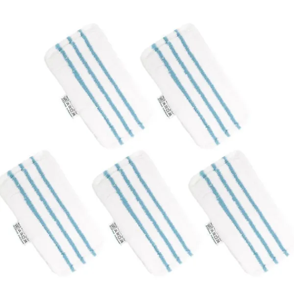 unbranded Städmoppar-Förpackning med 5 tvättbara mikrofiberkuddar för Black&Decker ångmopp, ersättningsöverdrag kompatibelt med FSM1616, FSM1630 White Blue
