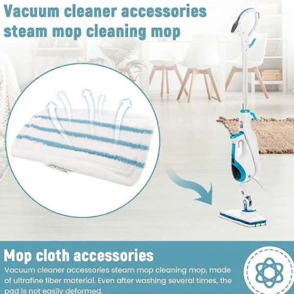 unbranded Städmoppar-Förpackning med 5 tvättbara mikrofiberkuddar för Black&Decker ångmopp, ersättningsöverdrag kompatibelt med FSM1616, FSM1630 White Blue