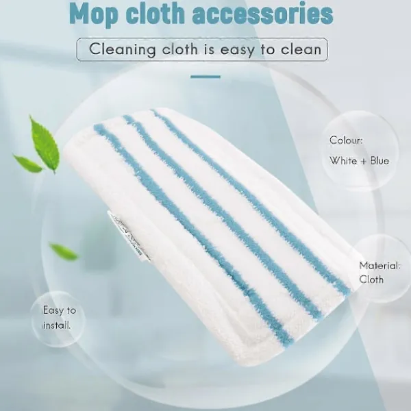 unbranded Städmoppar-Förpackning med 5 tvättbara mikrofiberkuddar för Black&Decker ångmopp, ersättningsöverdrag kompatibelt med FSM1616, FSM1630 White Blue