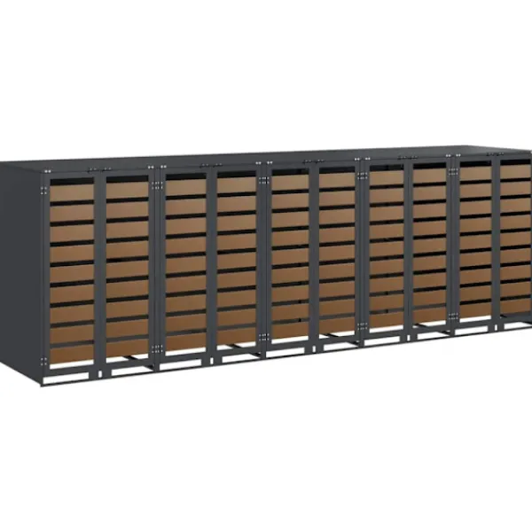 vidaXL Soptunnor-Förvaring för 3 soptunnor Antracit 340 x 77,5 x 115,5 cm Stål