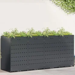 vidaXL Soptunnor-Förvaring för 4 soptunnor Antracit 272 x 77,5 x 121,5 cm