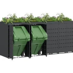 vidaXL Soptunnor-Förvaring för 4 soptunnor Antracit 272 x 77,5 x 121,5 cm