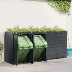 vidaXL Soptunnor-Förvaring för 4 soptunnor Antracit 272 x 77,5 x 121,5 cm