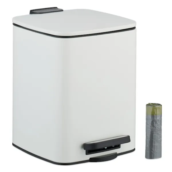 Northix Soptunnor-Fyrkantig pedalbehållare 6L med mjukstängande lock