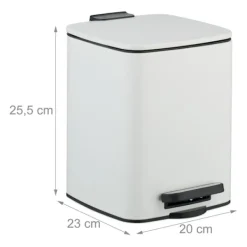 Northix Soptunnor-Fyrkantig pedalbehållare 6L med mjukstängande lock