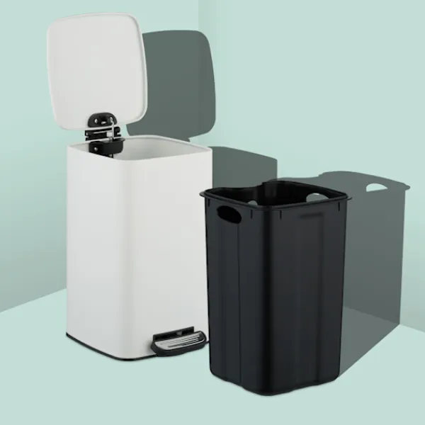 Northix Soptunnor-Fyrkantig pedalbehållare 8L med mjukstängande lock och foder