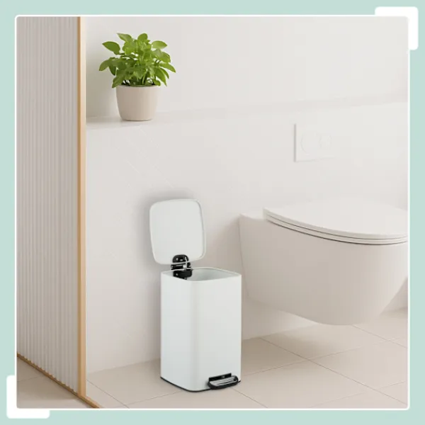 Northix Soptunnor-Fyrkantig pedalbehållare 8L med mjukstängande lock och foder