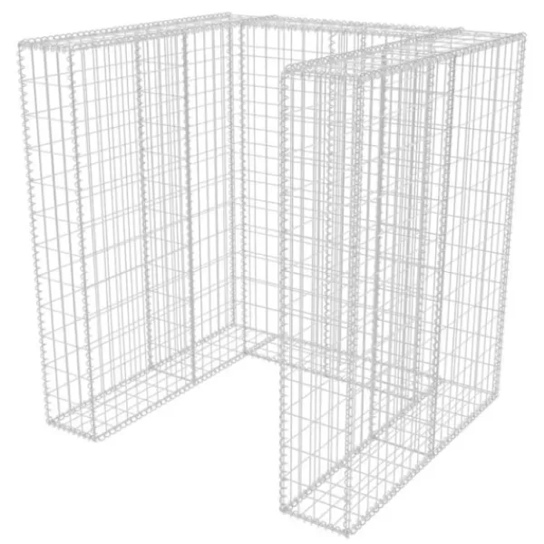 vidaXL Soptunnor-Gabionkorg med skydd för 1 soptunna stål 110x100x120 cm