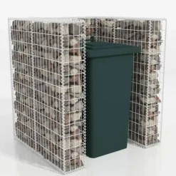 vidaXL Soptunnor-Gabionkorg med skydd för 1 soptunna stål 110x100x120 cm