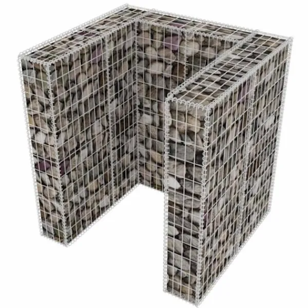 vidaXL Soptunnor-Gabionkorg med skydd för 1 soptunna stål 110x100x120 cm