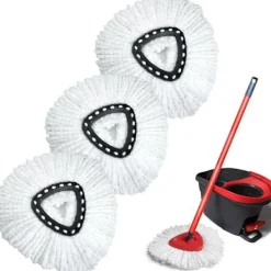 Generic Städmoppar-GFRED 3-pack Mikrofibermopp Ersättning Kompatibel med Vileda Turbo 3 i 1 EasyWring och Clean Mopprefill