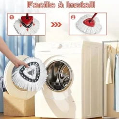 Generic Städmoppar-GFRED 3-pack Mikrofibermopp Ersättning Kompatibel med Vileda Turbo 3 i 1 EasyWring och Clean Mopprefill