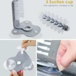 Xuigort Rengöringsmedel-Glasborste med sugkoppbas, dubbelsidiga borst, glasrengörare, fristående flaskrengörare
