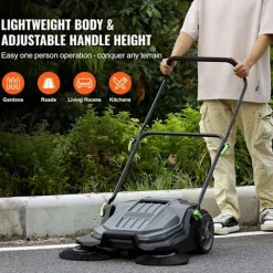 DUOKU Städmaskiner-Gångförare sopmaskin--Manuell trycksopmaskin 25,6 tum-5 gallons avfallskärl