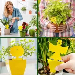 Skadedjur & Insekter-Gul klibbig insektsfångare, 10 st dubbelsidiga fruktflugfällor för växtskydd utomhus inomhus trädgård (blomma)