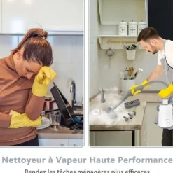 COSTWAY Ångtvättar-Handdammsugare med ångfunktion 1000W för vägglöss 300 ml tank 10 tillbehör Temperatur 95°C Tryck 3 Bar