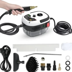 Ångtvättar-*Handhållen högtrycksångtvätt, ångrengörare, 2500 W ångtvätt med borsthuvuden för kök, badrum, bil (vit)