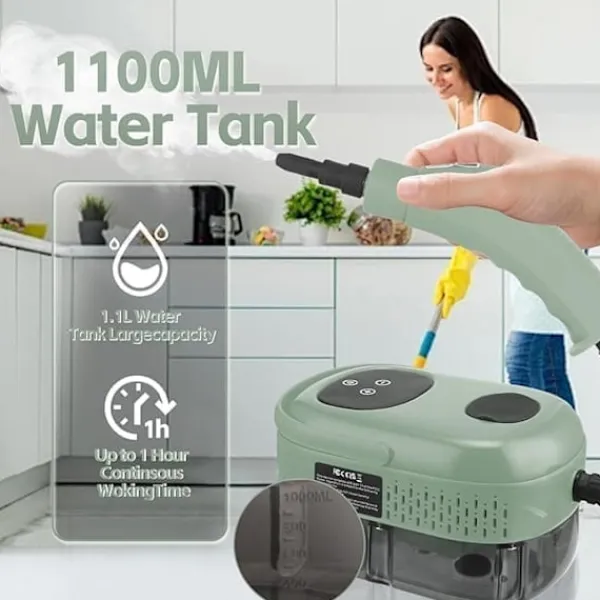 Ångtvättar-Handhållen ångrengörare 2500W – 6 ångnivåer, 3,0 BAR tryck, 1100ml vattentank för djuprengöring i hemmet