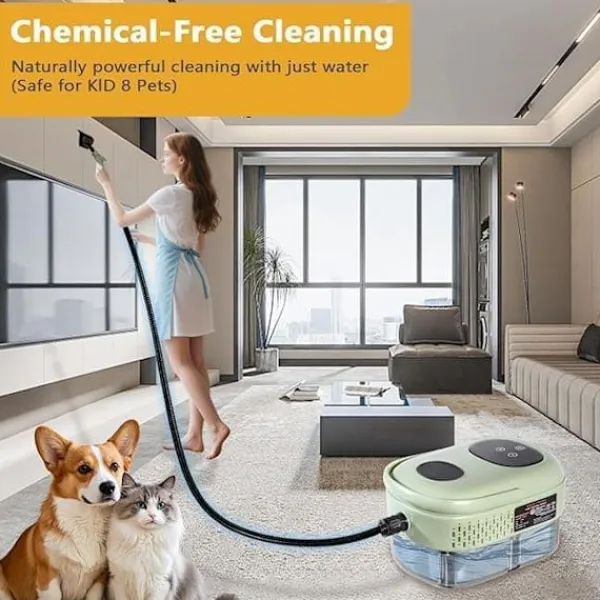 Ångtvättar-Handhållen ångrengörare 2500W – 6 ångnivåer, 3,0 BAR tryck, 1100ml vattentank för djuprengöring i hemmet