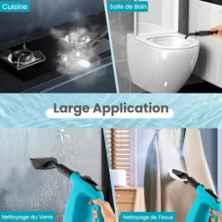 COSTWAY Ångtvättar-Handhållen Ångtvätt 1500W Sängbuggar -400 ml Tank-2 Bar-14 Tillbehör-125 ℃-Barnsäkerhetslås-