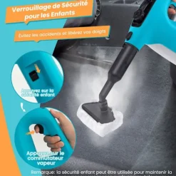 COSTWAY Ångtvättar-Handhållen Ångtvätt 1500W Sängbuggar -400 ml Tank-2 Bar-14 Tillbehör-125 ℃-Barnsäkerhetslås-