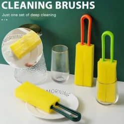 LBSS Svampar & Dukar-Högdensitetssvampkoppsborste med långt skaft Återanvändbar vattenflaskaborste