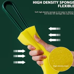 LBSS Svampar & Dukar-Högdensitetssvampkoppsborste med långt skaft Återanvändbar vattenflaskaborste