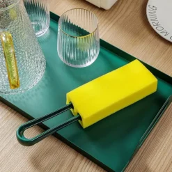 LBSS Svampar & Dukar-Högdensitetssvampkoppsborste med långt skaft Återanvändbar vattenflaskaborste