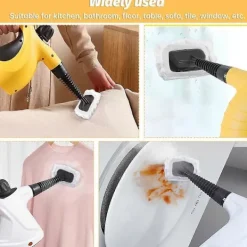 Ångtvättar-Högkvalitativa 10 st Ångrengöringstillbehör, universella återanvändbara ångmoppdynor, ångmunstycksfästen handhållen Vit