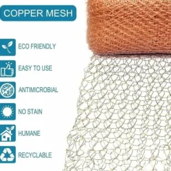 Skadedjur & Insekter-Högkvalitativt Anti-gnagarnät, 100% Koppar Anti Snigel Mus Råtta Fåglar Nematoder Ferramol, Stickat Kopparnät för Inomhusbruk, Trädgård (6 Meter)