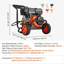 DUOKU Högtryckstvättar-Högtryckstvätt - - G250A - 4400 PSI - 15 L/min - Kopparpump