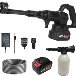 OEM Högtryckstvättar-Högtryckstvätt, 150W effekt, 10bar tryck, 3,6L/min vattenflöde,Svart 2x Batteri, Batteridriven