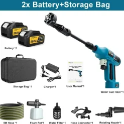 OEM Högtryckstvättar-Högtryckstvättspistol, 250 BAR tryck, 7L/min vattenflöde,2 Batteri 1 Kontakt