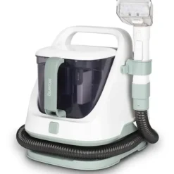 HKOENIG Städmaskiner-TWT77 handhållen textilrengörare - Avtagbara rena och smutsiga vattentankar - Kapacitet 1,4L/1,2L - Effekt 650W Vitt, grönt och svart