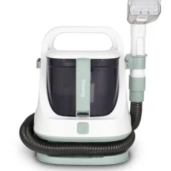 HKOENIG Städmaskiner-TWT77 handhållen textilrengörare - Avtagbara rena och smutsiga vattentankar - Kapacitet 1,4L/1,2L - Effekt 650W Vitt, grönt och svart